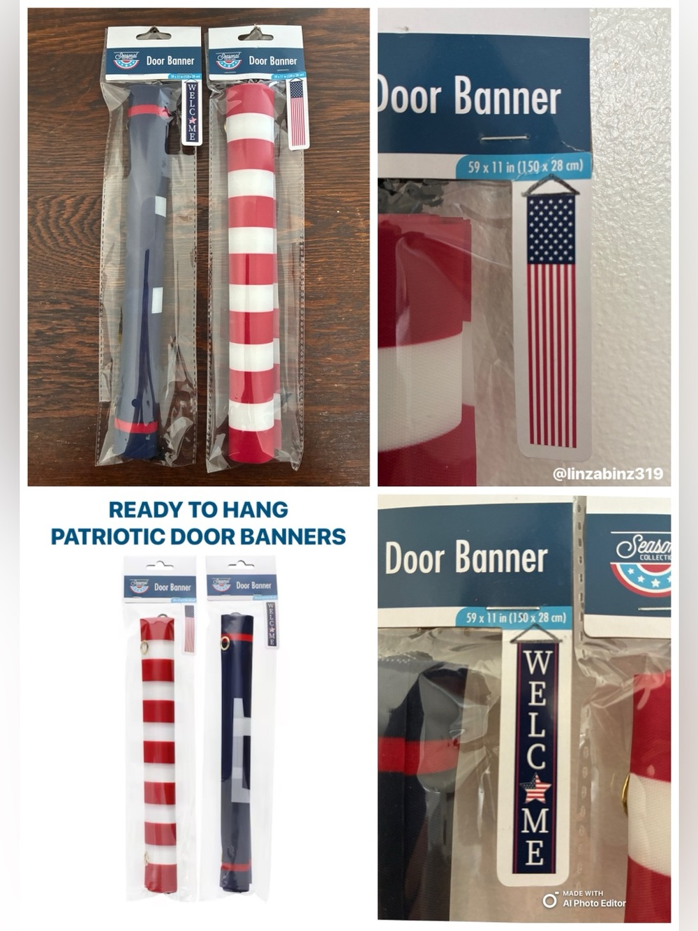 NWT- Set of 2- READY TO HANG- Patriotic Door Banners- WELCOME & AMERICAN FLAG 🇺🇸
